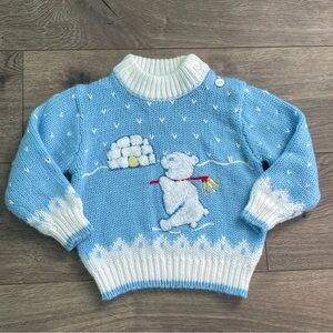 Vintage Chandler Polar Bear Arctic Acrylic 12m Baby Sweater